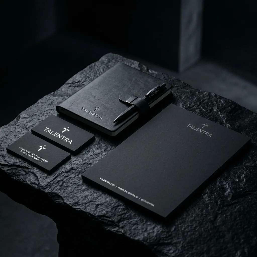 Talentra corporate brand identity, logo mark, typography and colour system