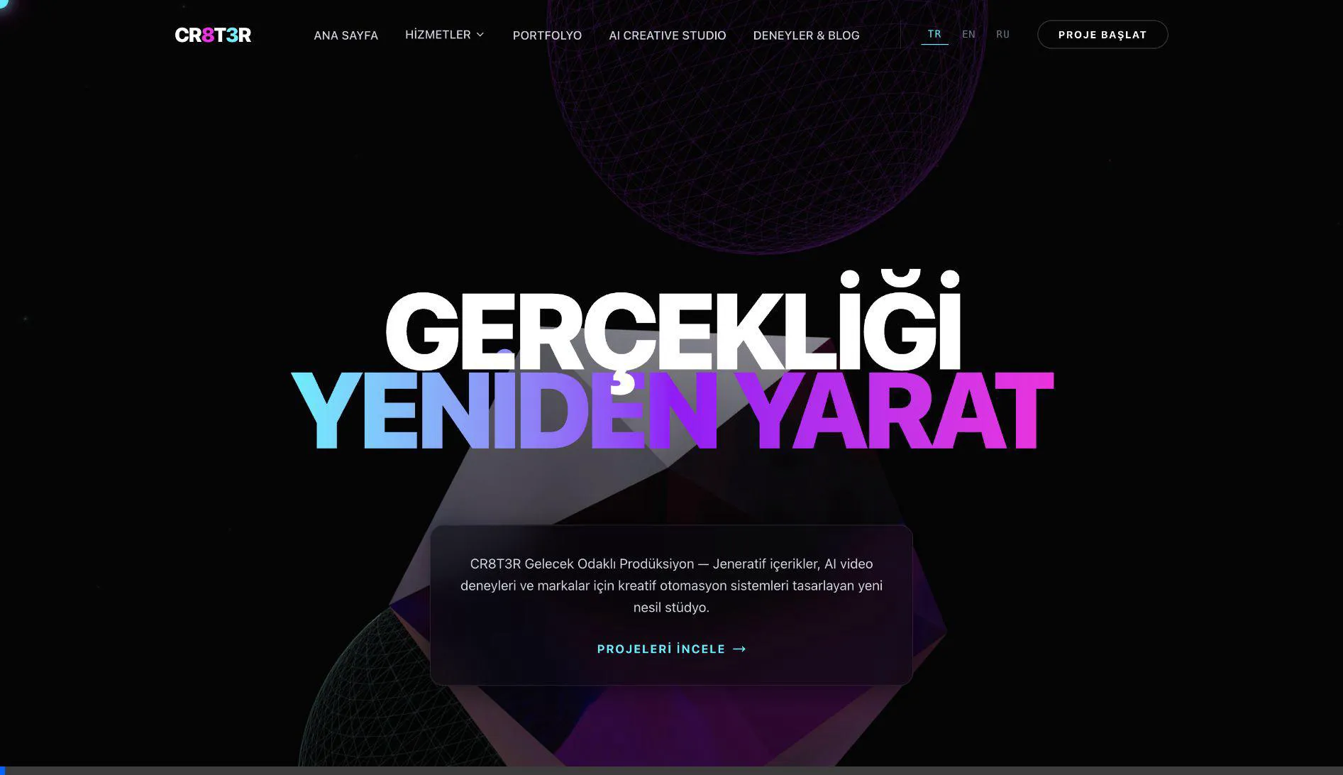 CR8T3R AI STUDIO Desktop Showcase